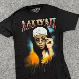 Aaliyah Graphic T Shirt Medium Black Dress 90s Hip Hop Music 100% Cotton Women's